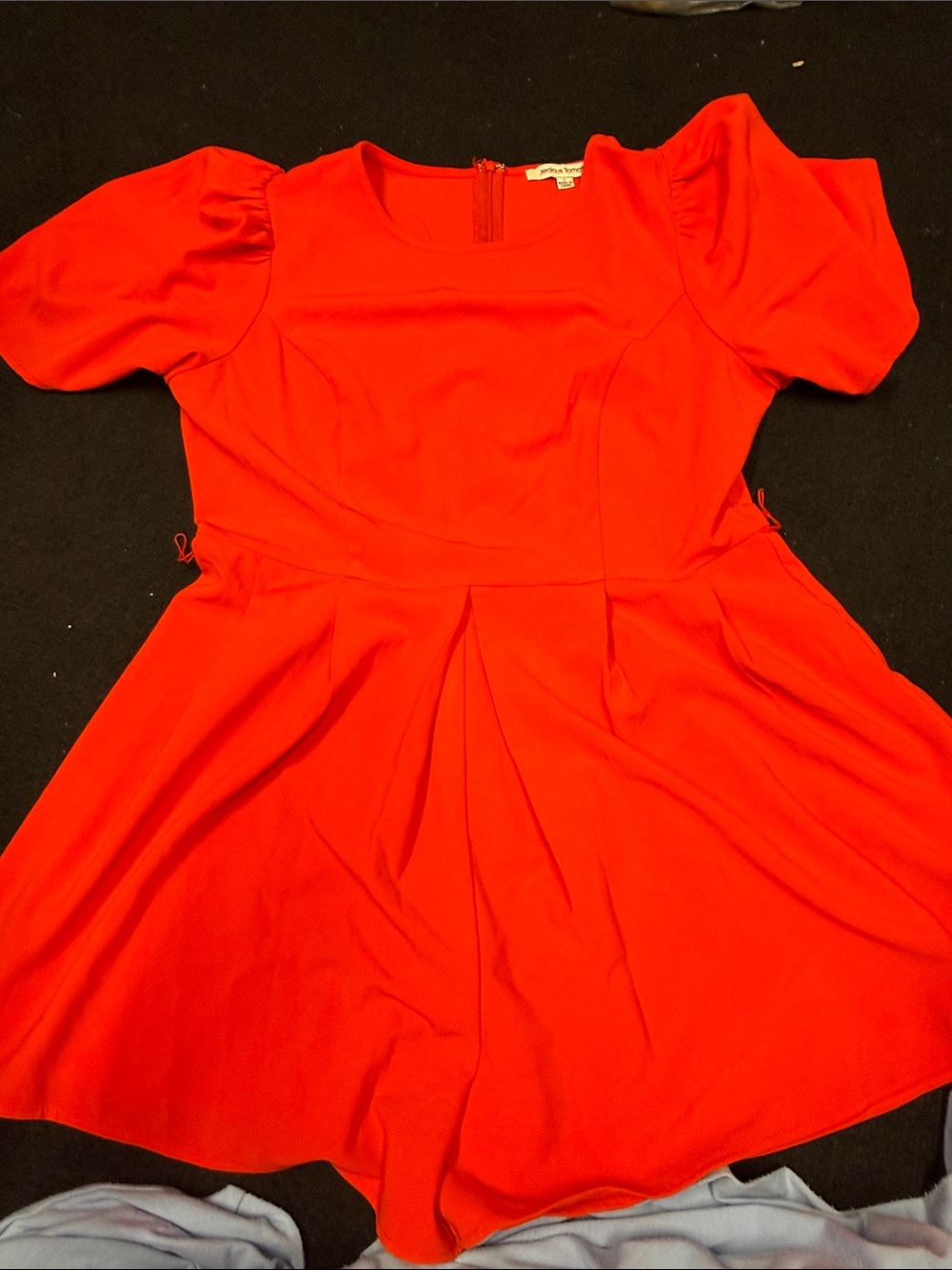 Jealous Tomato Red Fit-and-Flare Puff Sleeve Dress